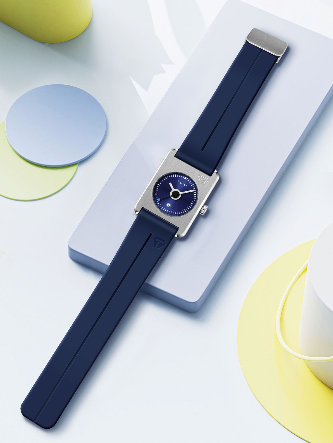 Square Quartz Watch For Men Korean Style Rubber Strap Fashionable_voghion.com