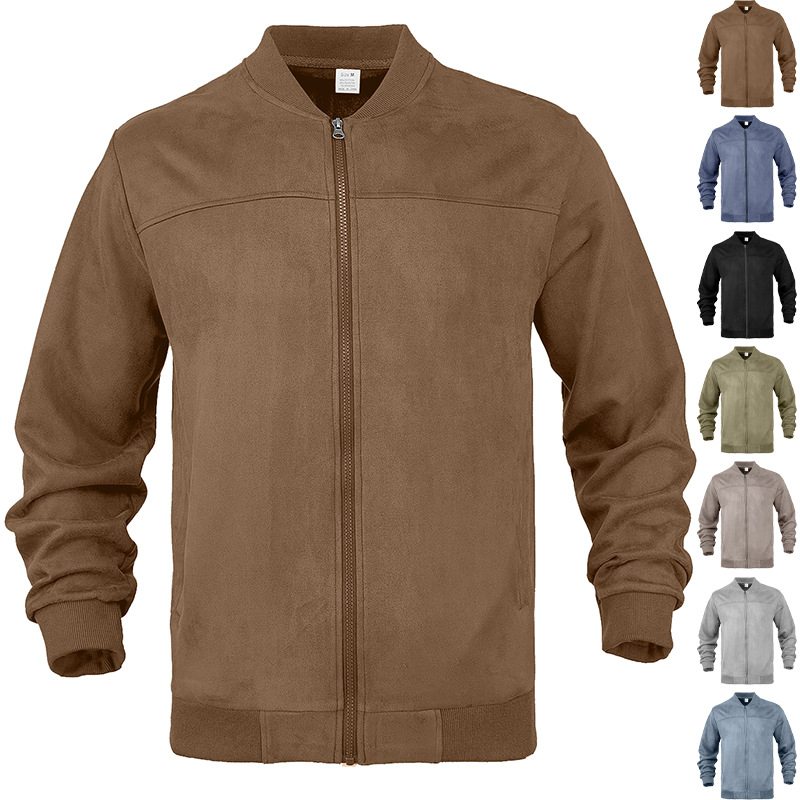 Chaqueta de Gamuza con Cierre para Hombre de Gamuza Sintética para Ocasiones Casuales