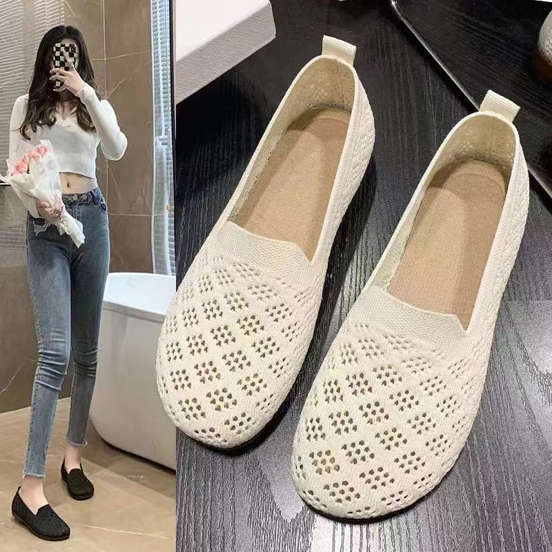 New summer ladies hole shoes cloth breathable mesh shoes soft sole a pedal ladies new factory direct sales