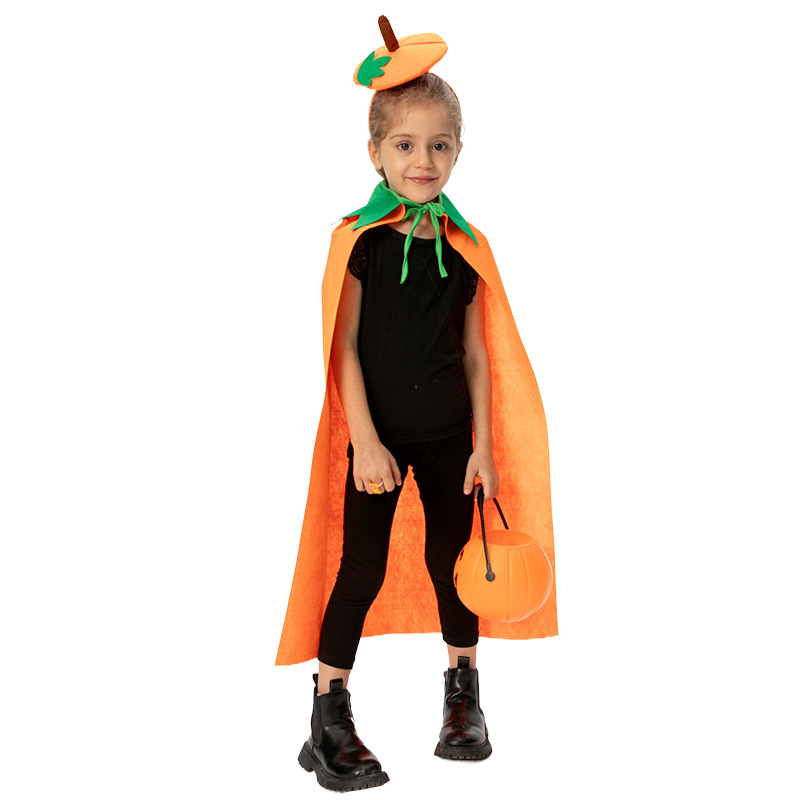 国境を越えたハロウィーンカボチャマント子供マントパーティー衣装かわいい子供カボチャ祭り衣装卸売り|undefined