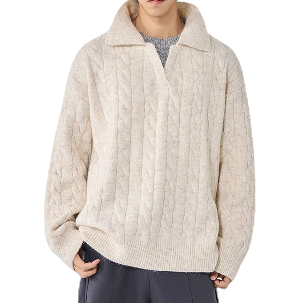 Explosiones transfronterizas de tamaño grande falso de dos piezas de polo camisa de punto de torsión suéter hombre viejo dinero fábrica de moda al por mayor