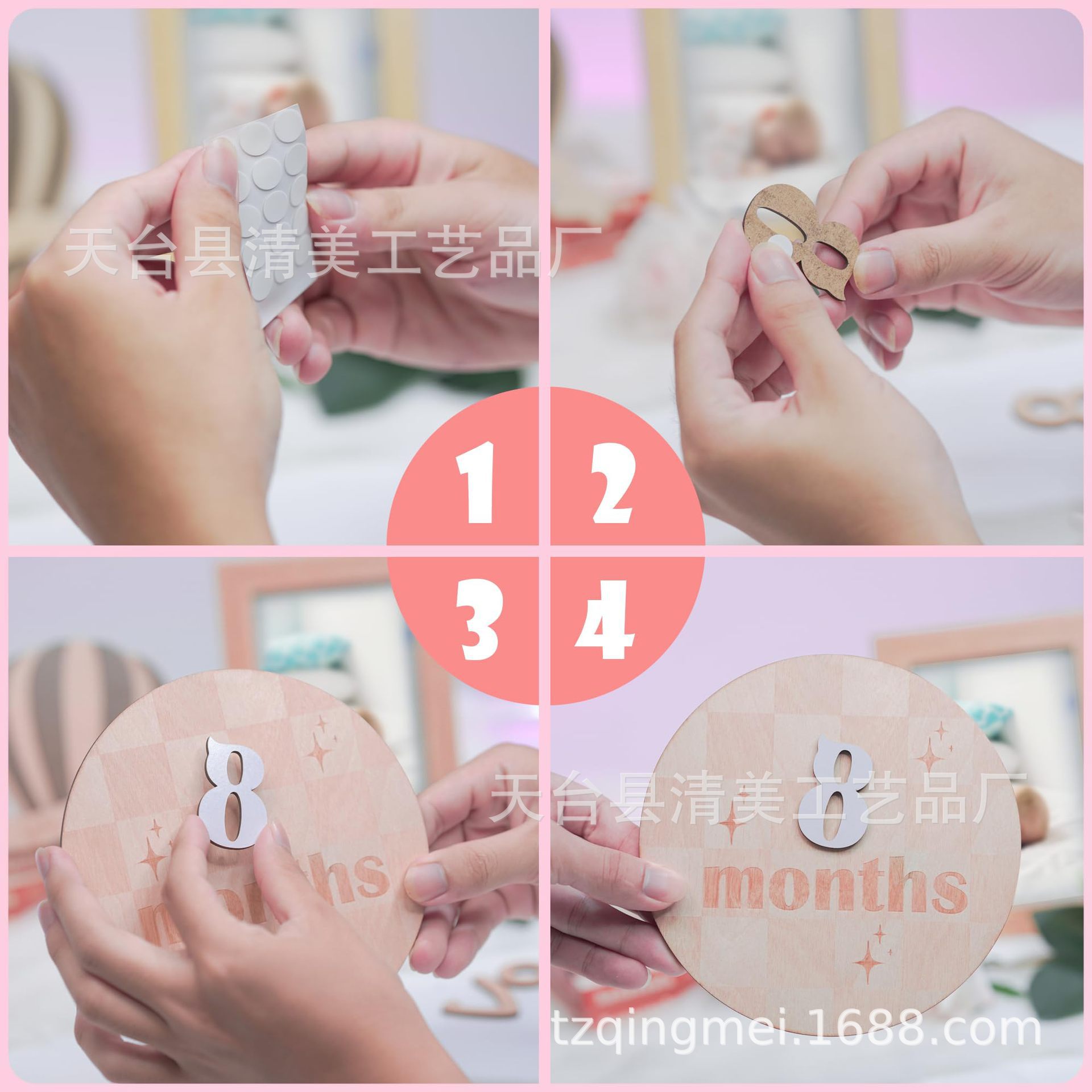 Madera bebé puerta hito bebé año-viejo recuerdo doble-cara impresión nacimiento signo fiesta artesanía