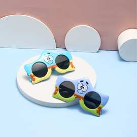 儿童太阳镜可爱造型海绵宝宝时尚宝宝硅胶太阳镜偏光墨镜2023新款