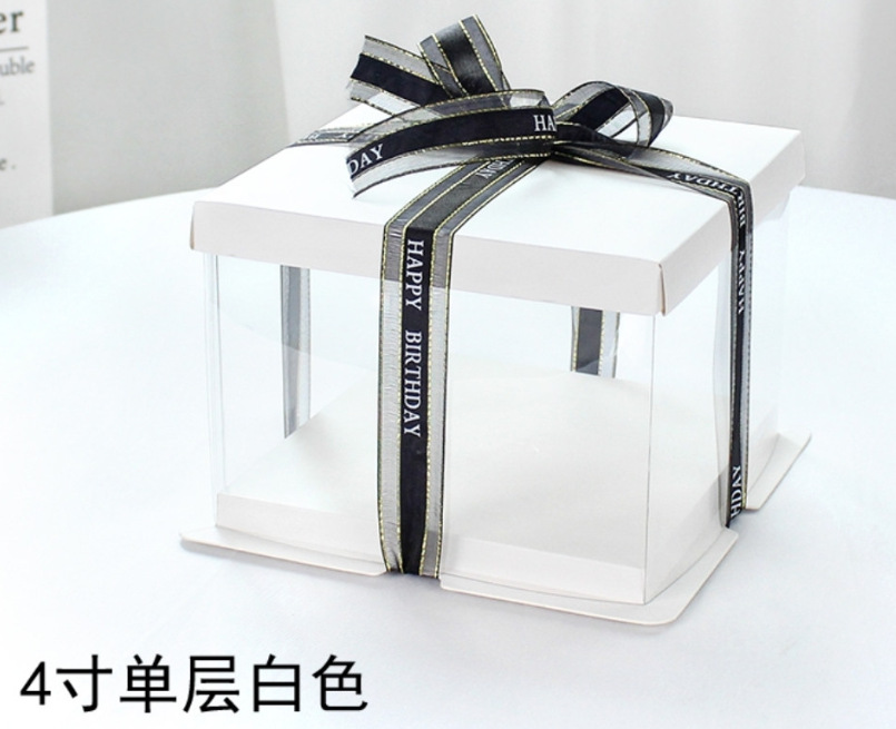 PET蛋糕盒 4寸 透明三合一 单层 16x16x13(25