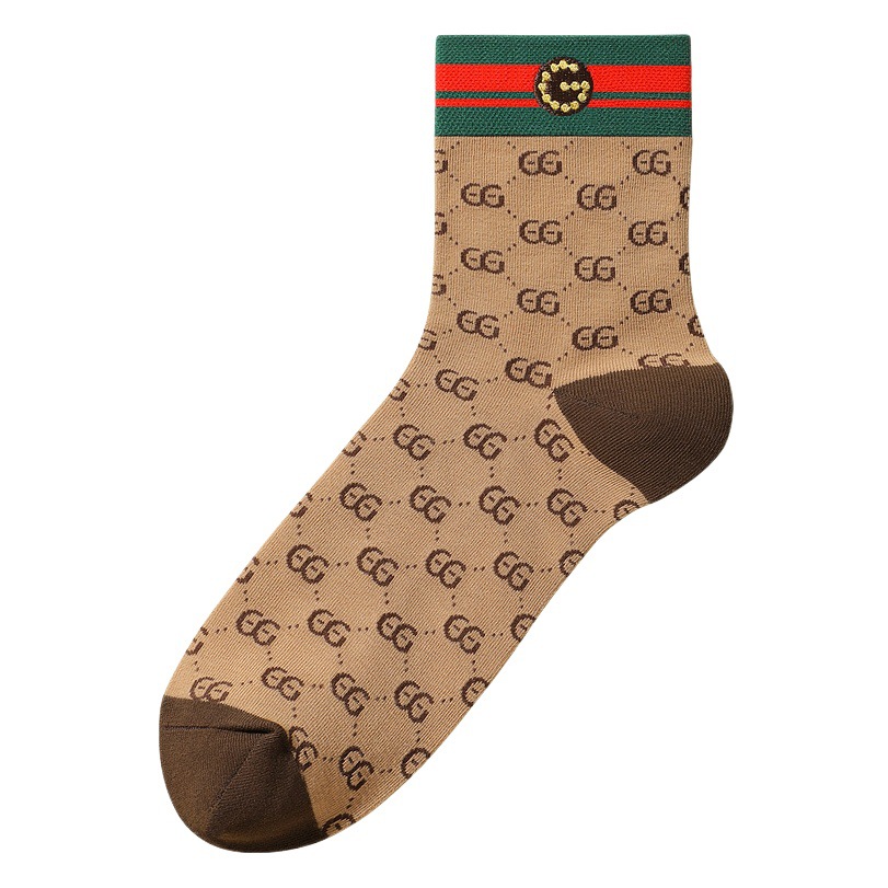 Productos genuinos GD caja de regalo marca de moda Algodón calcetines de hombre GDAD clásico rayado versátil desodorante deportivo transpirable calcetines de media pantorrilla