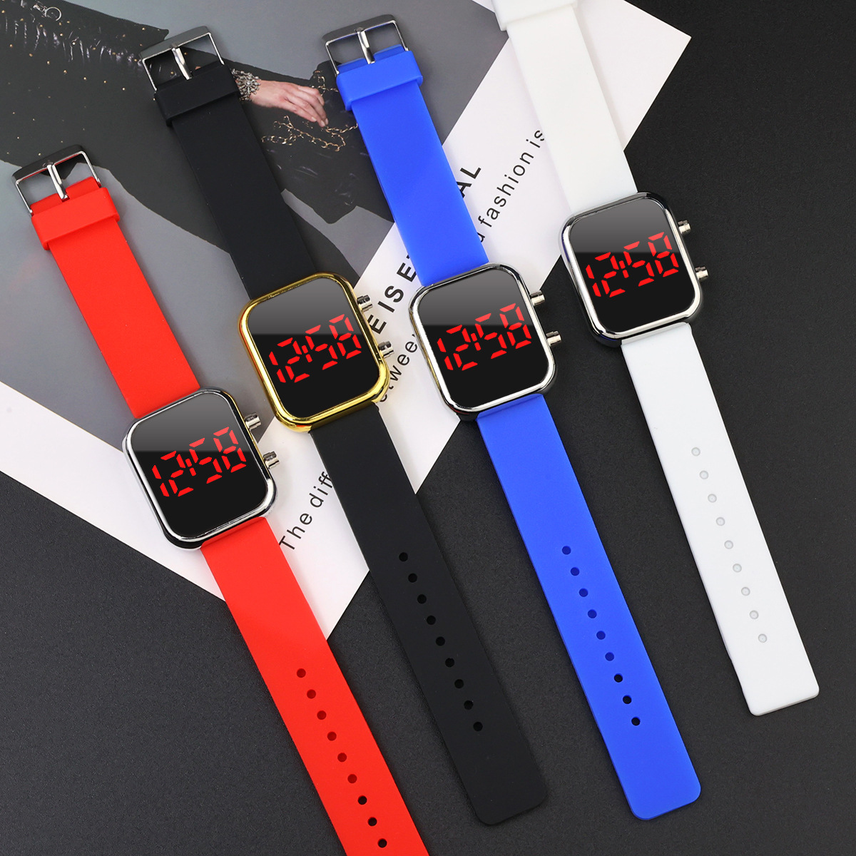 Cross-border new silicone button electronic watches men's fashion trend electronic LED student watches wholesale