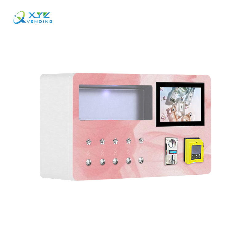 Gabinete de venta de autoservicio de spray automático extranjero, máquina expendedora de perfumes pequeños inteligentes con IA, máquina expendedora no tripulada montada en la pared