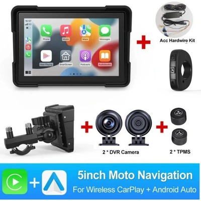 Smart Riding Carplay – Motorcycle driving recorder - zc11d-5inch-motorcycle-recordergpstire-pressure
