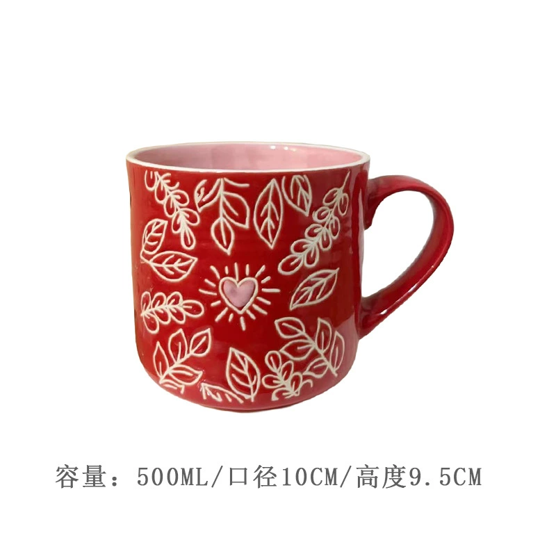 Ceramic mug hand-painted underglaze cat design, cute breakfast cup, microwave-safe