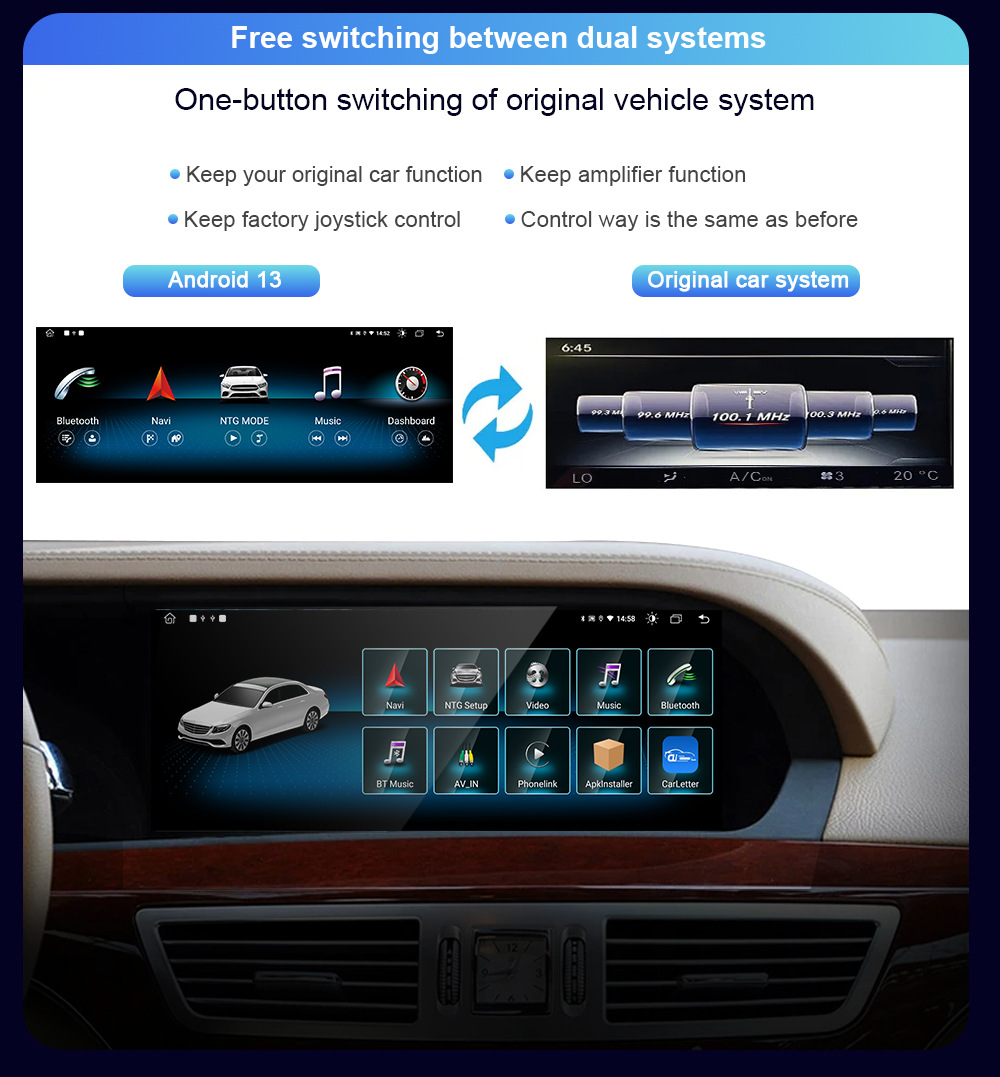 Cross-Border Suitable for Mercedes-Benz S-Class W221 W222 2005-2015 Android Car Multimedia Central Control Navigation