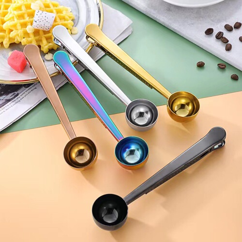 Stainless Steel Coffee Spoon with Clip: 2-in-1 Milk Powder Clip & Measuring Spoon – Multifunctional Kitchen Food Sealing Clip