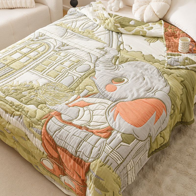 Hard-working little elephant [10-layer cotton cloud yarn - super soft and moisture-absorbent] / 150x200cm multifunctional cotton single blanket about 1.5kg