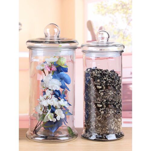 Large capacity transparent large glass sealed jar storage jar food materials tangerine peel tea jar straight bottle with lid