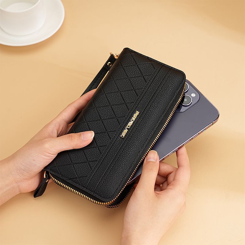 新款钱包女时尚复古女士双层拉链零钱包多用手拿包便携手机包卡包