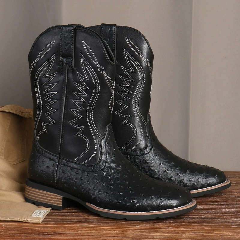 882 Cowboy boots Американский ретро Мартин сапоги мужской осень новый западный ковбойский сапоги с вышивкой рыцарь сапоги