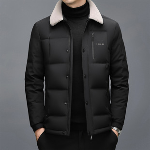 Young and Middle-aged Men's Short Down Jacket 90 White Duck Down plus size Thickened Warm Dad's Cold-resistant Bread Jacket