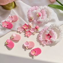 新款春夏粉色花朵發夾女童發卡發圈女劉海夾頭飾側邊夾鴨嘴夾發飾
