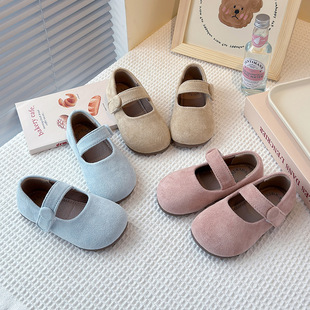 Ins Children's Mori Style Leather Shoes 2025 Spring and Autumn New Korean Style Girl's Soft-soled Princess Shoes Frosted Bean Shoes