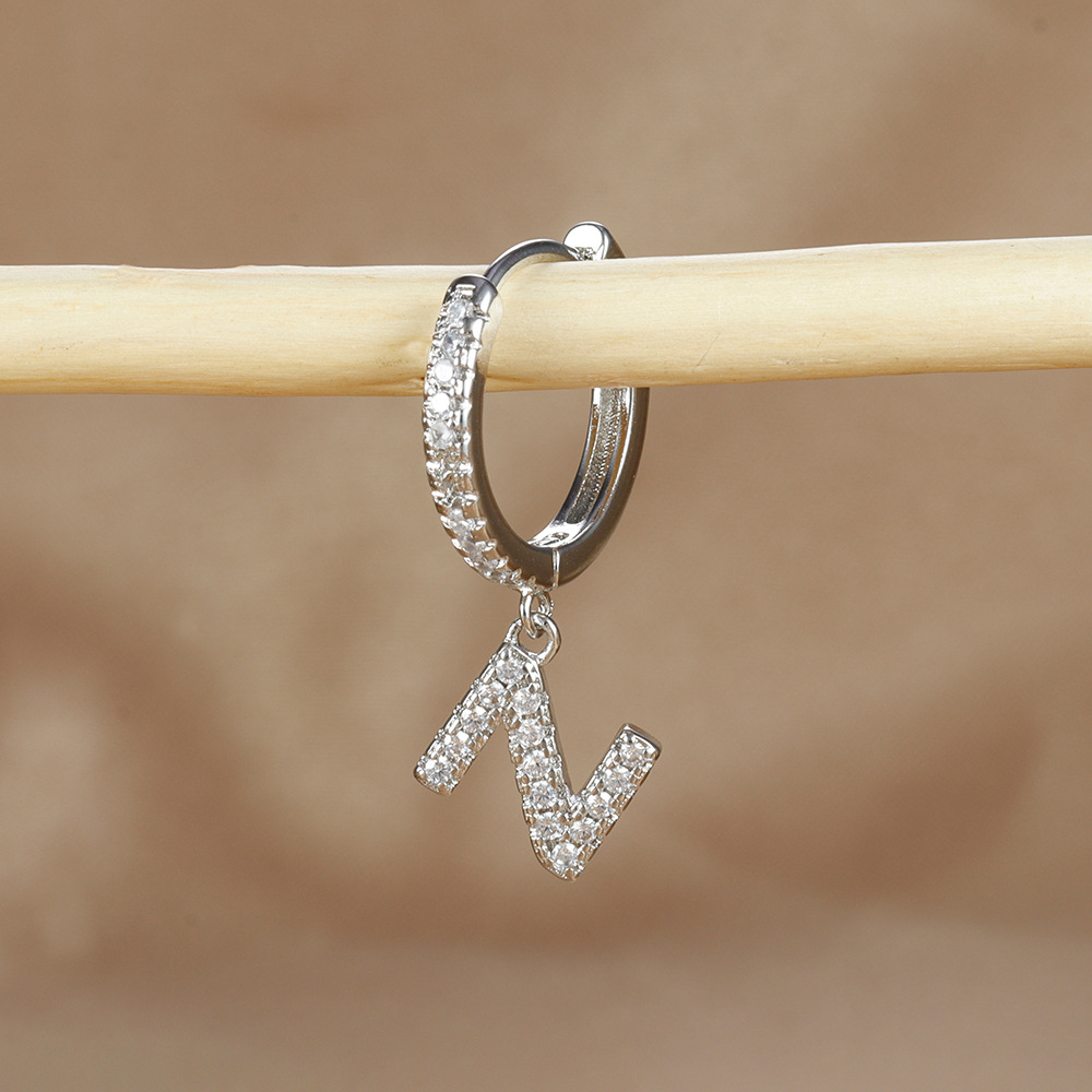 6g Weight Copper Ear Needle Material Zircon Inlay Material Charm Sleeper Hoop Earrings, Drop Earrings Classification 1 Piece Quantity Daily Occasion Copper Material Letter Pattern Unisex Gender Plating Design Casual Style 1 Piece Casual Letter Plating Copper Zircon Drop Earrings 22