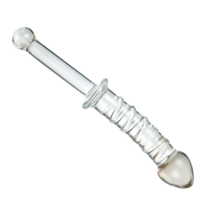 Glass Double-Ended Dildo, Manual Anal Beads & G-spot Wand, Red Crystal Design — detail image 20