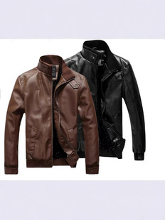 New Men's Motorcycle Leather Jacket Slim Fit Spring and Autumn New Men's Leather Jacket Baseball Uniform Manufacturer Cross-Border Wholesale