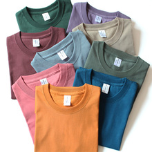 UL265g日本全棉筒织厚实重磅 纯色无缝桶织 圆领短袖T恤男女打底