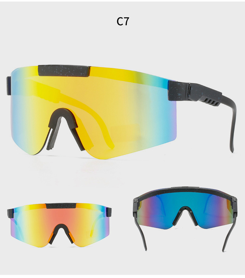 90g Weight Half Frame Glasses Structure Sunglasses Classification Tac, UV400 Protection Lens Material Biker Glasses Style Travel, Fishing Occasion All Seasons Season Unisex Gender Grey, Black Color Exaggerated Punk Streetwear Color Block Tac UV400 Protection Biker Half Frame Sports Sunglasses 13
