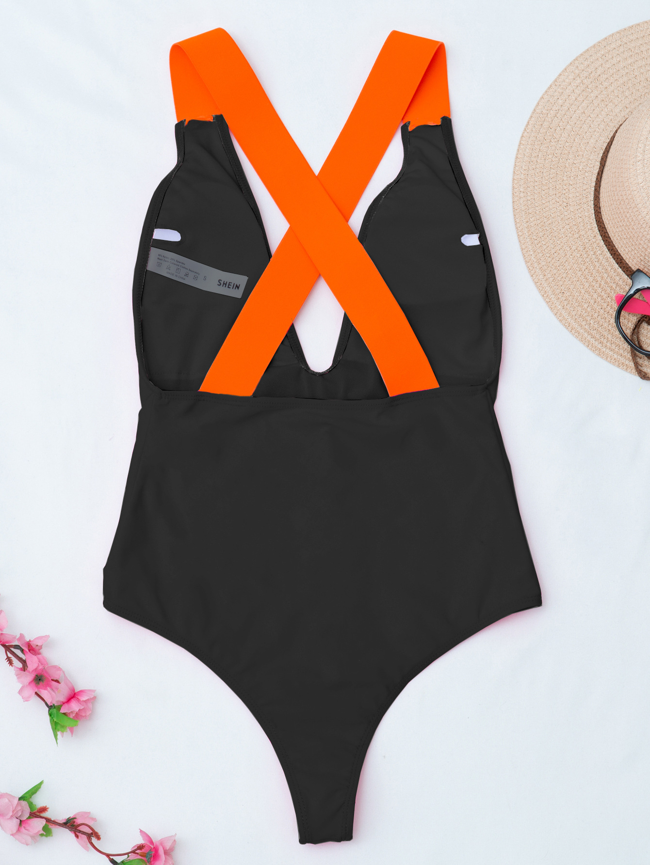 Solid Color One-Piece Swimsuit NSCMB96170