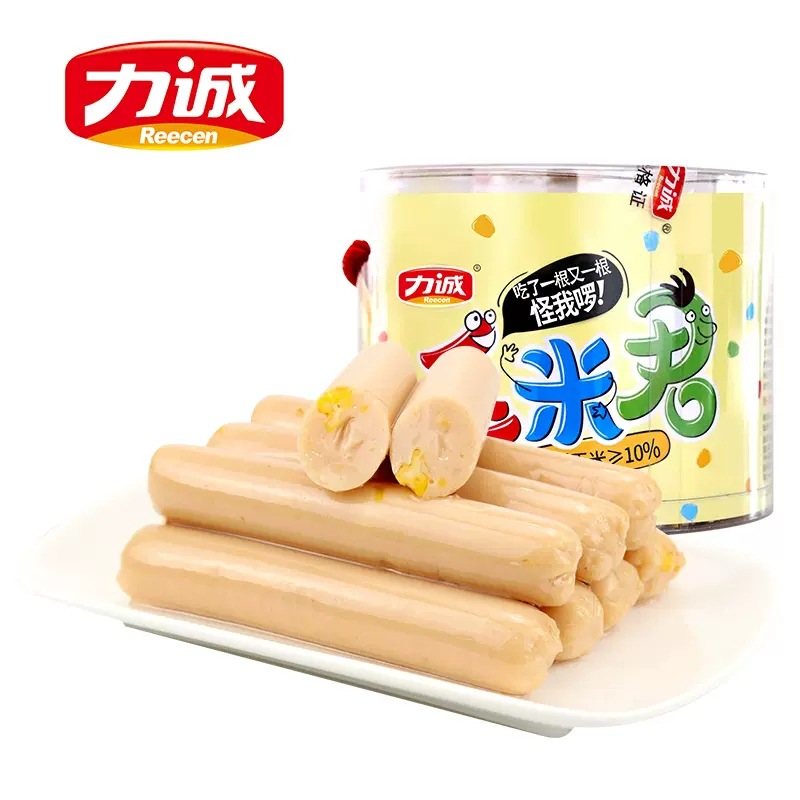 力诚20g玉米君火腿肠桶装零食鸡肉玉米肠休闲零食小吃
