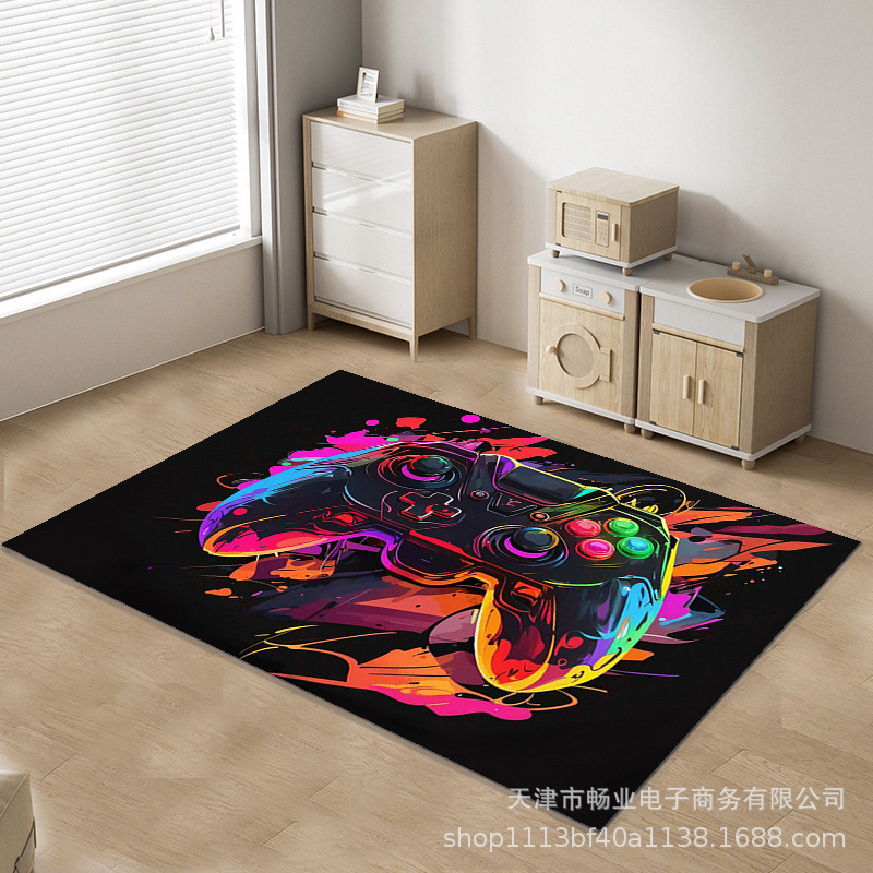 Amazon Cross-border spot consola de juegos alfombra videojuego mango alfombra de piso dormitorio de dibujos animados alfombra para niños se puede enviar