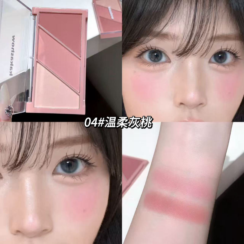 kakashow嘭嘭三色腮红盘膨胀色细腻元气多巴胺不易飞粉腮红多色|undefined