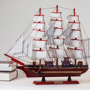 One-smooth solid wood large sailboat model crafts ornaments living room decoration wedding gift opening housewarming ceremony