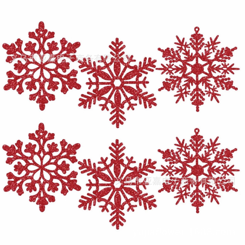 圣诞节仿真圣诞树雪花挂件闪粉装饰配件 场地布置圣诞立体雪花片|undefined