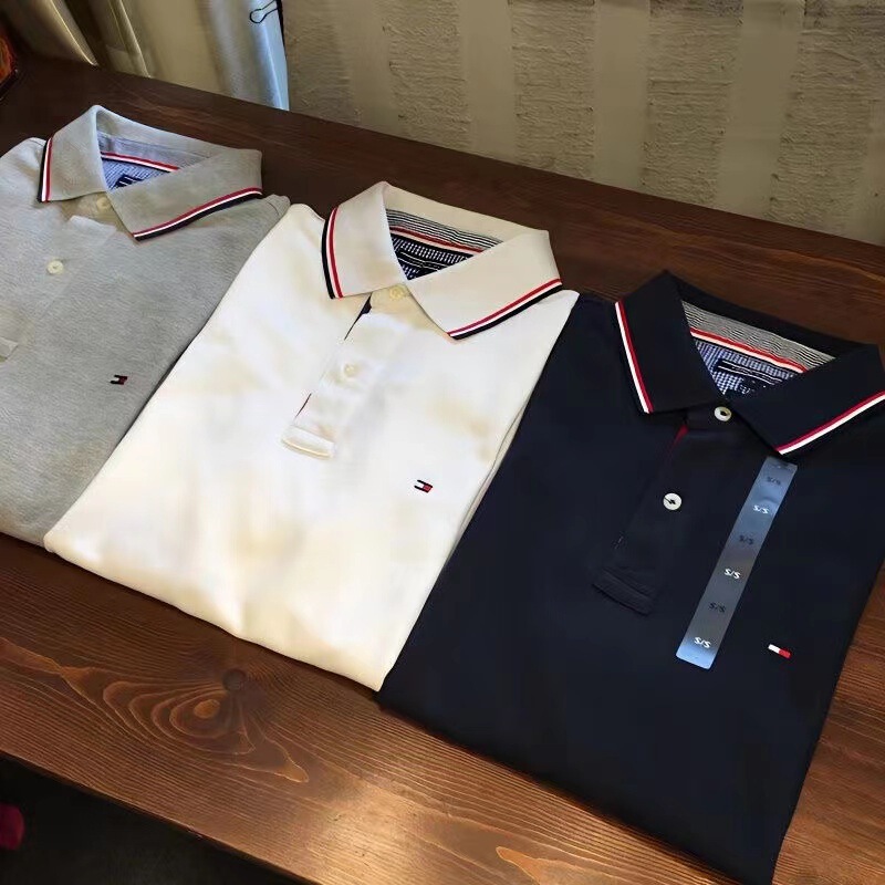American genuine goods Tommy Short-sleeved T-shirt Men's High-end Business Cotton Polo Shirt Summer Casual Lapel Loose Top