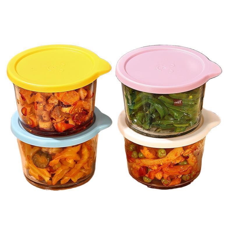 玻璃咸菜盒迷你带盖小碗密封保鲜小菜厨房收纳食品级分装盒收纳盒|undefined