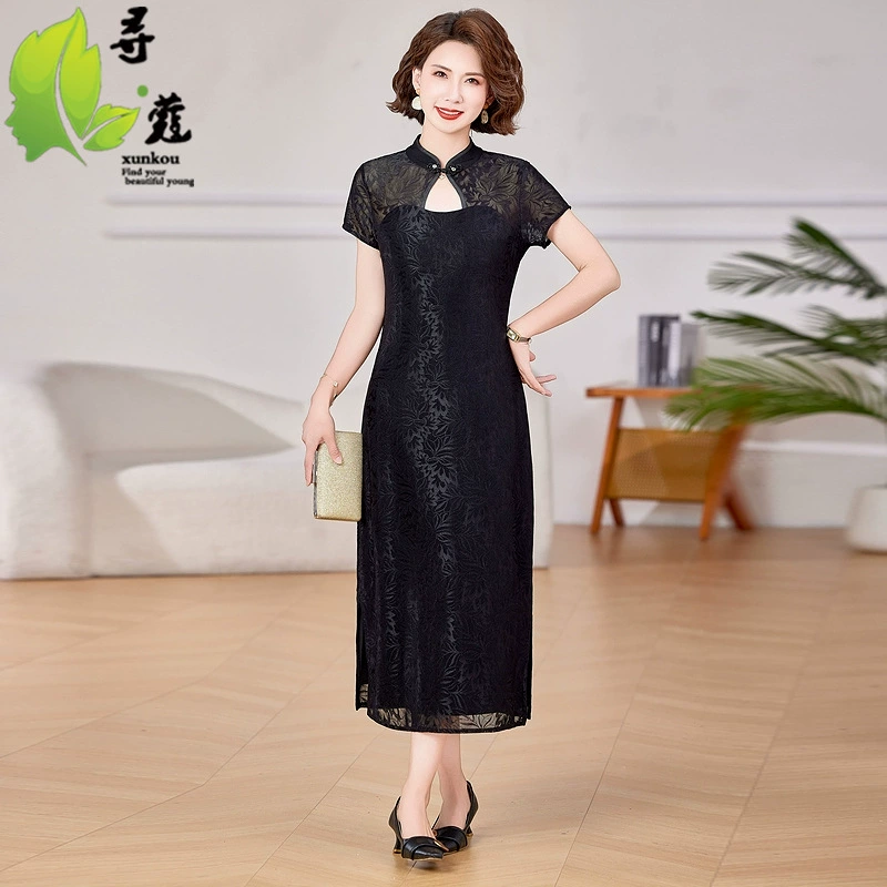 Новое платье для мамы в китайском стиле, модное женское платье для похудения, высокое платье для тещи для похудения, летнее платье для похудения для женщин