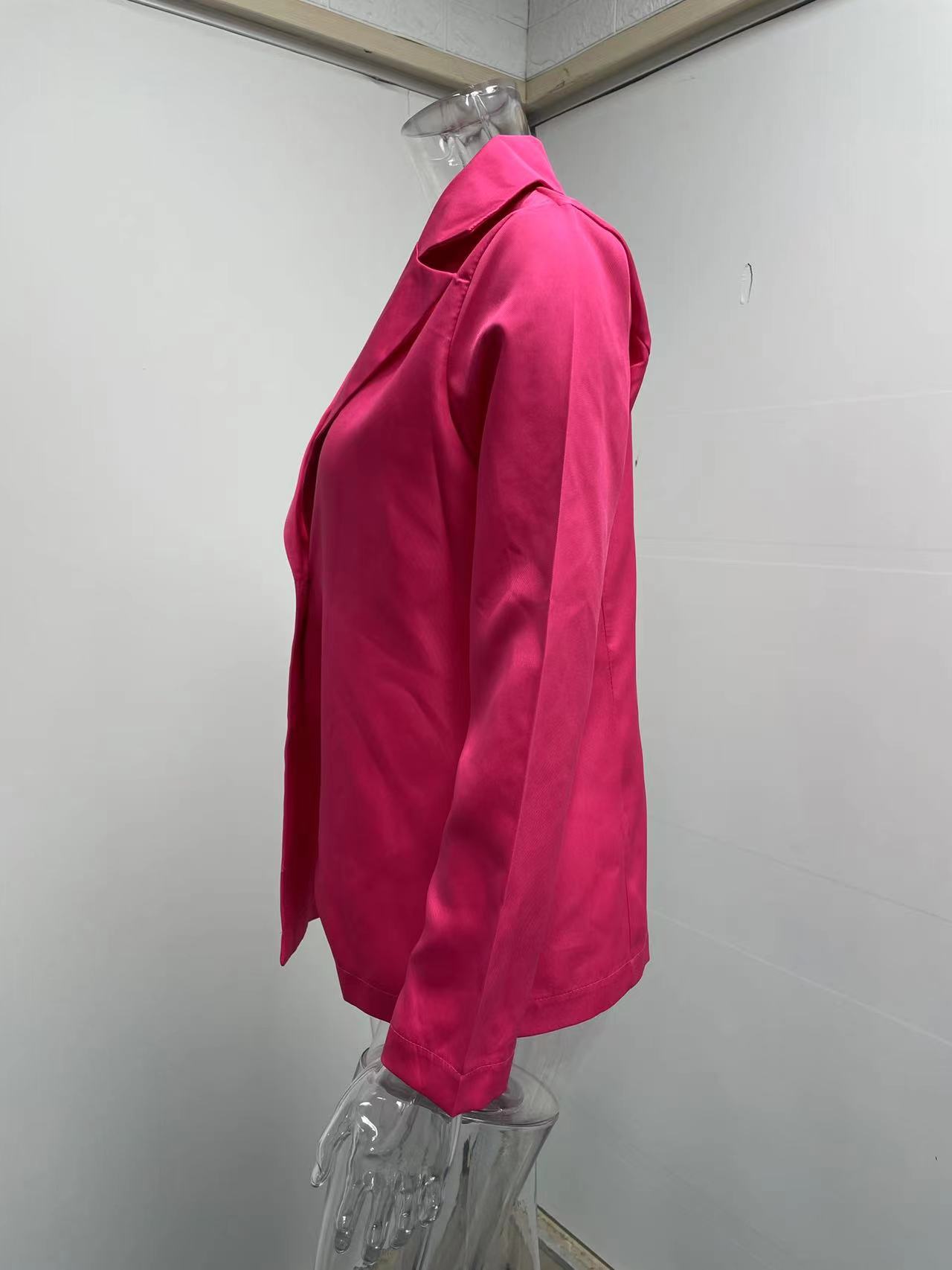 Women's Clothing Long sleeved Solid Color Button Suit Women's Jacket Cardigan_senzul.com