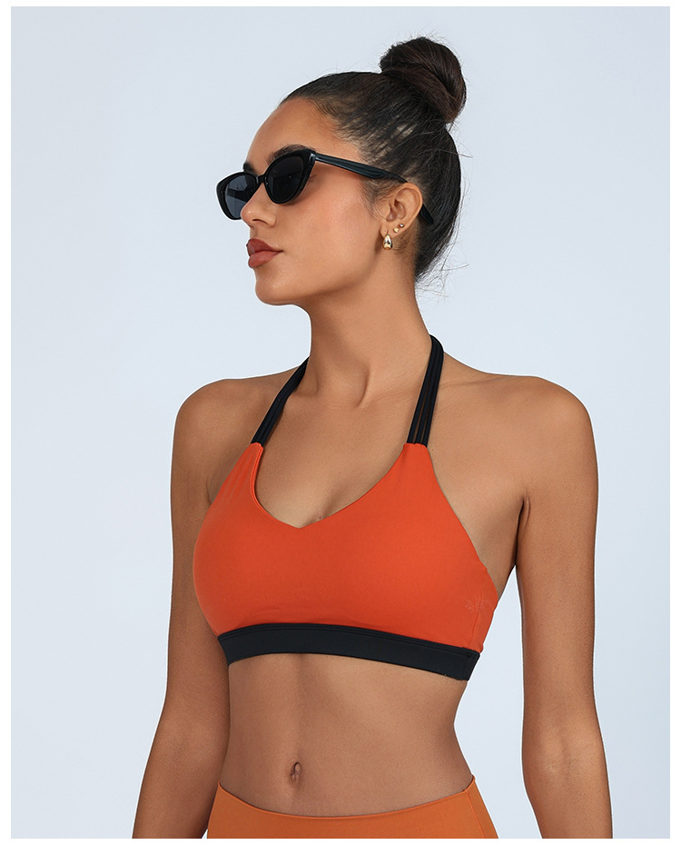 Ropa de yoga transfronteriza de comercio exterior, chaleco, ropa interior deportiva con espalda hermosa, tirantes finos, alta elasticidad, transpirable, contraste, sujetador de fitness bra