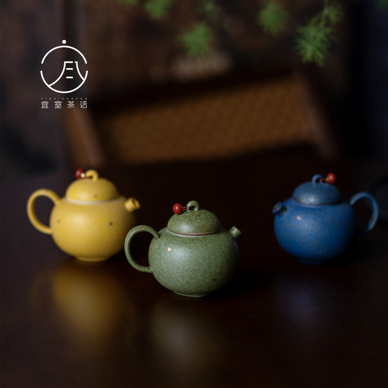 Traditional Chinese Green Ceramic Teapot Single Tea Pot Kung Fu Tea Set for Women