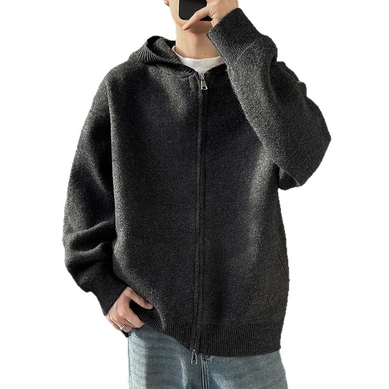 2026秋季运动风格腈纶针织开衫青少年宽松圆领加厚提花设计,男装针织衫/毛衣,星座614