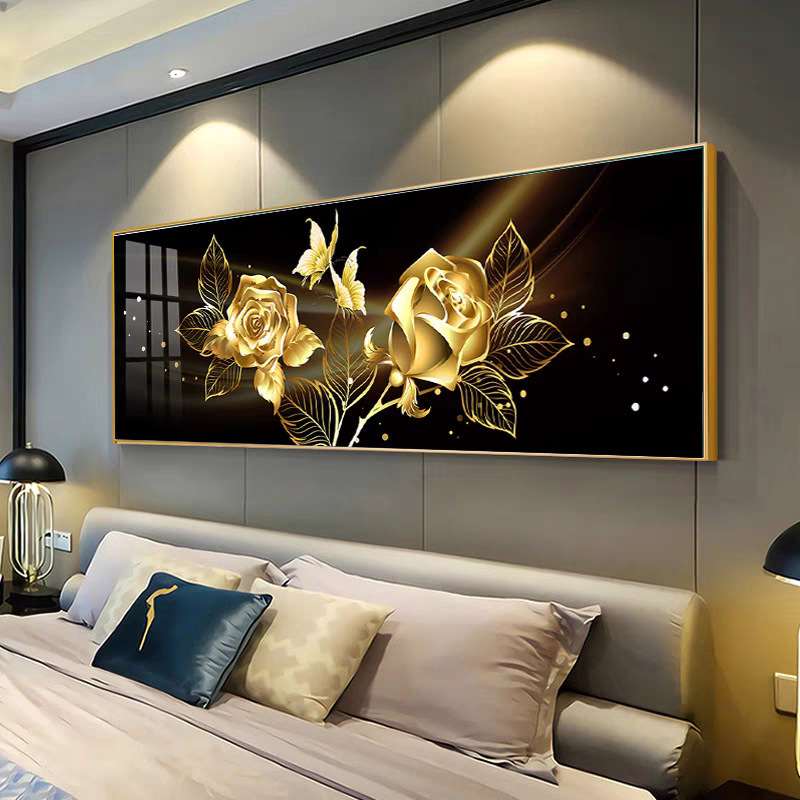 Decoración moderna de la cabecera del dormitorio minimalista rosa de alto nivel de la sala de estar sofá pintura de fondo de pared pintura horizontal abstracta image 3