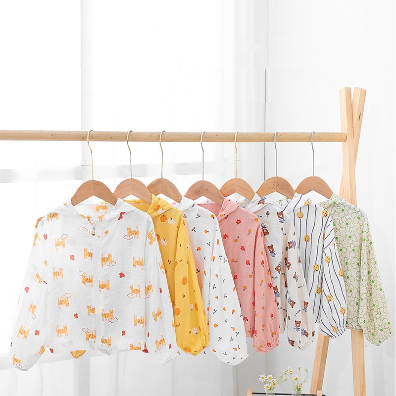 아동용 봄, 여름 면 및 린넨 자외선 차단 의류, 남아용 신형 경량 후드 지퍼 가디건, 여아용 긴팔 에어컨 룸 재킷