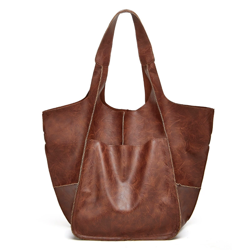 Capacious demi-season retro handheld one-shoulder bag, bag strap, European style, simple and elegant design