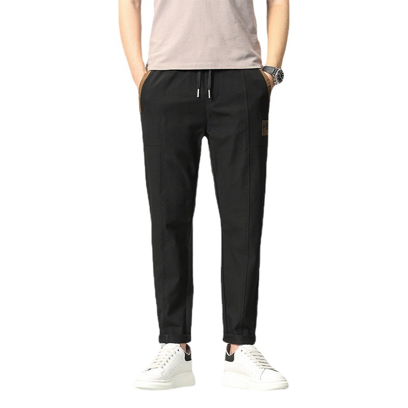 Pantalones casuales de los hombres primavera y otoño nuevo slim fit flaco chino bordado elástico cintura encaje casual jeans ropa