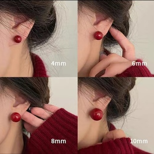 2024 internet popular selected cinnabar stud earrings 925 silver Pin Stud Earrings