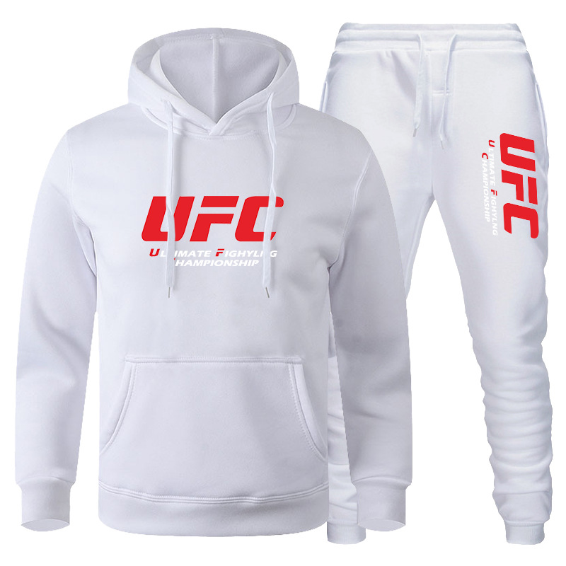 Traje de suéter de hombre transfronterizo de amazon otoño e invierno sudadera con capucha de lana roja UFC comercio exterior ocio traje deportivo