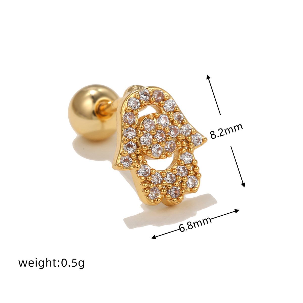Fashion Geometric Brass Inlay Zircon Ear Studs 1 Piece