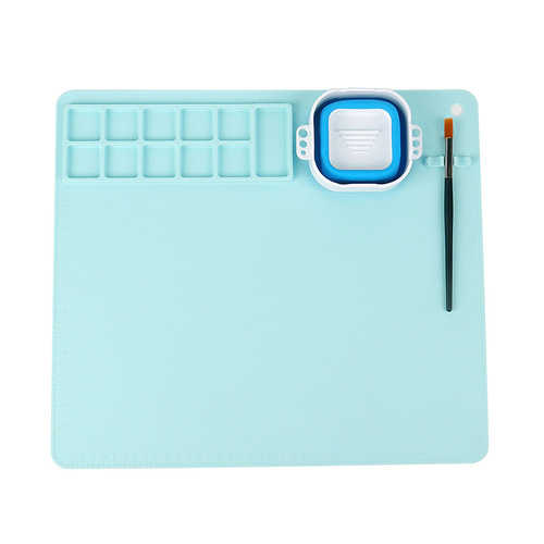 Easy-to-Wash Creative Art Board with Cup and Palette Oil Painting Doodle Pad Art Drawing Mat Silicone Painting Mat Set