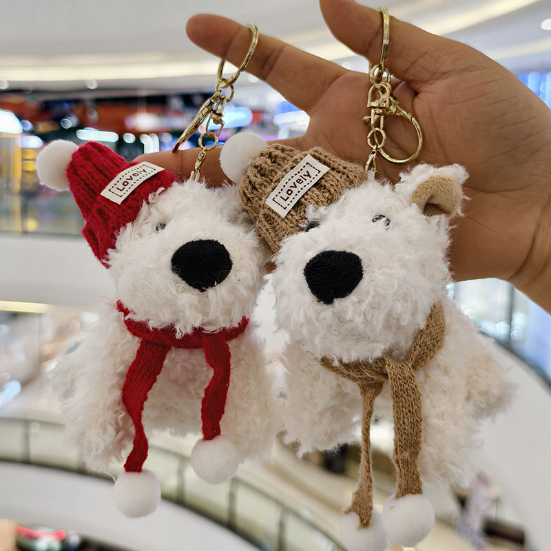 Adorable moda jugar altiplano occidental perro muñeca colgante juguetes de peluche llavero bolsos colgantes agarrar muñeca máquina pequeño regalo