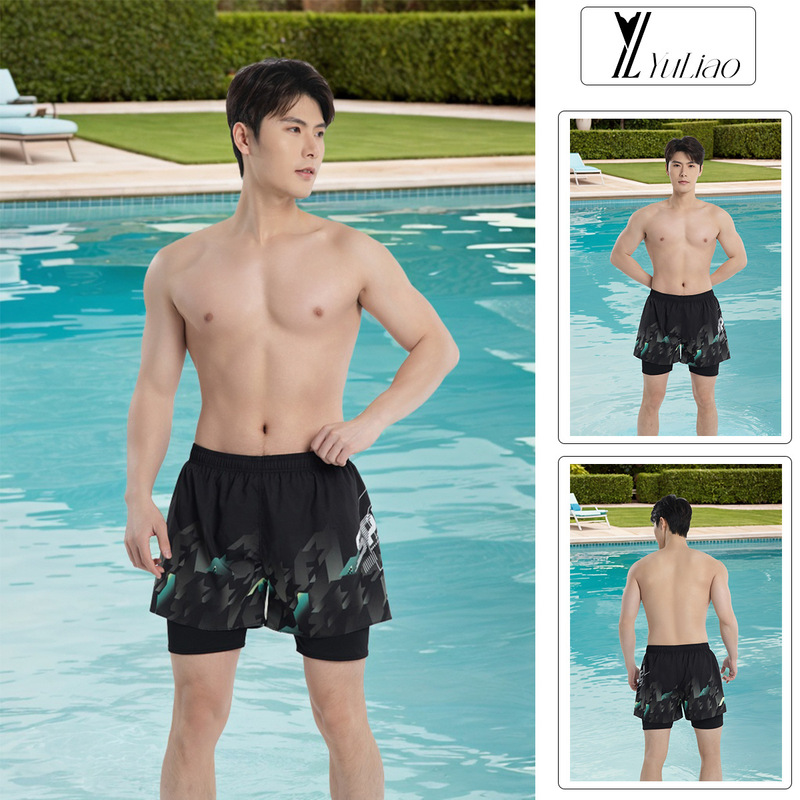 Swimming trunks men's new summer anti-embarrassment quick-drying swimming top beach pants men's swimsuit full set of swimming equipment